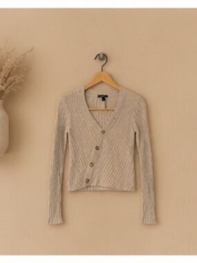Dynamite Ribbed Asymmetrical Button Long Sleeve Top XS
